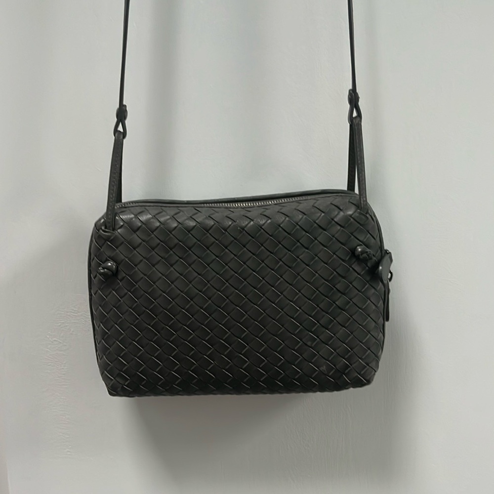 Bottega Veneta Nodini Intrecciato Crossbody Bag Grey